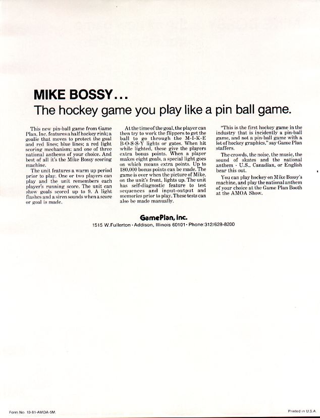 Game Plan Mike Bossy Flyer